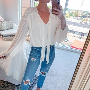 Krisa Long Sleeve Draped Blouse
